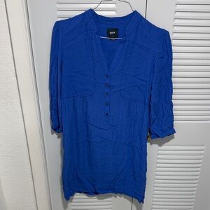 MAEVE Cobalt Blue Button-Up TUNIC DRESS WITH POCKETS
